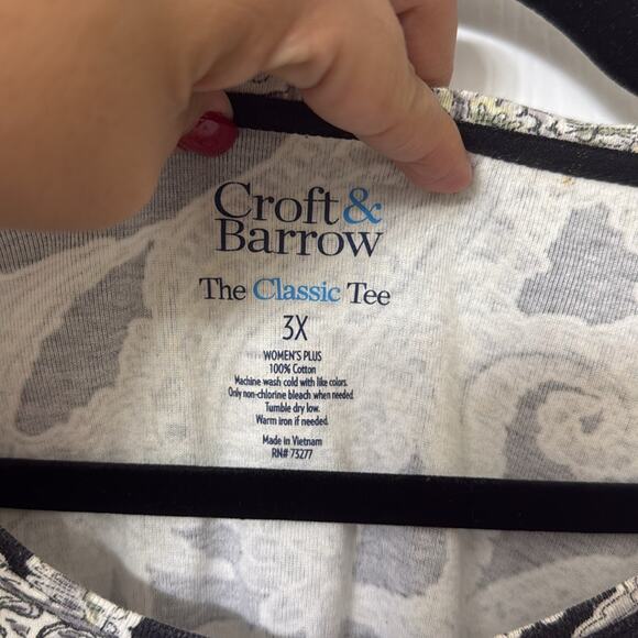 Croft & borrow the classic tee cotton paisley top size 3X - Picture 3 of 4